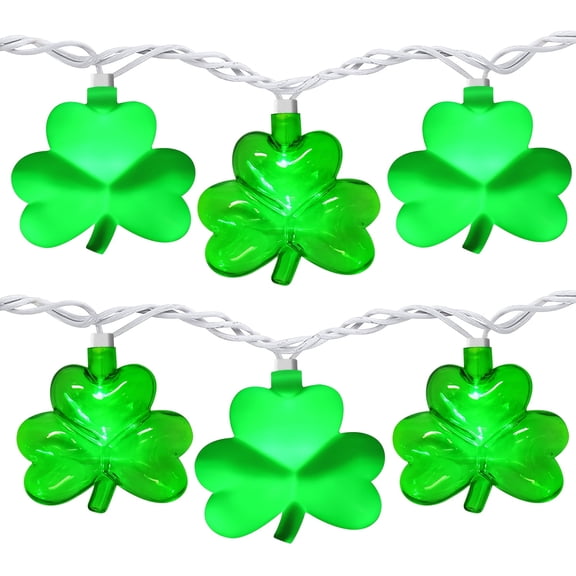 8.5Ft St Patricks Day Shamrock String Lights with 10 3D Green Clover LED String Lights, Plug in Shamrock Lights for Outdoor Indoor Party Bar Home Garden Irish St Patricks Day Decorations