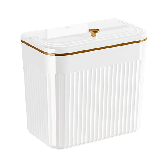 8.5In Kitchen Compost Bin With Lid Hanging Trash Can Wall Mounted Food Waste Container For Kitchen Cabinet Door Bathroom(White-21.6Cm)