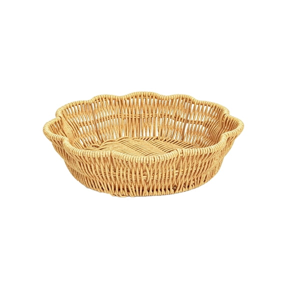 8.5Inch Poly Wicker Bread Baskets, Imitation Rattan Fruit Baskets, Bread & Serving Baskets for Fruits Vegetables and Snacks, Restaurant Hotel Kitchen