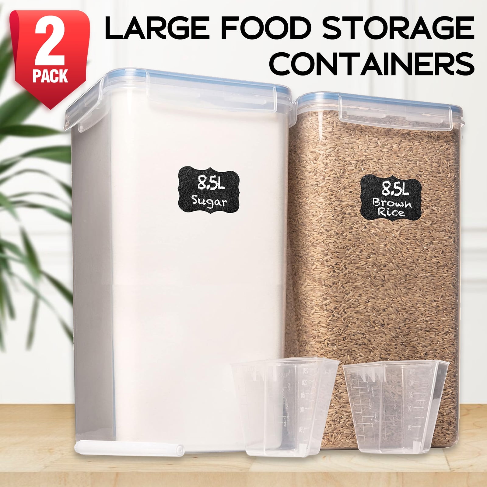 DWËLLZA KITCHEN Extra Large Flour and Sugar Containers - 2 PC Airtight Food  Storage Containers for Pantry Organization and Storage 175 oz - Kitchen