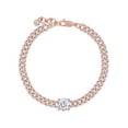 thumbnail image 1 of 8.5MM Center Round Cut Lab Created Moissanite Adjustable Single Row Cuban Chain Bracelet For Women In 14K Rose Gold With 1" Extension(G-H Color,VVS1 Clarity,3.40 Cttw)-7IN, 1 of 3