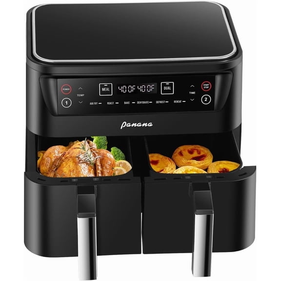 8.5QT 6 in 1 Air Fryers Dual Zone 2 Basket 1800W Air Fryer for Roast Bake Dehydrator Defrost Reheat Quick Meals