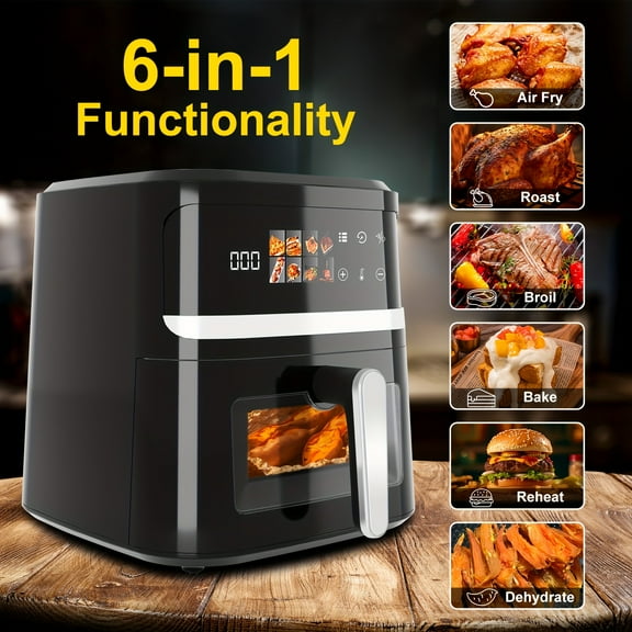 8.5QT Large Air Fryer - 1350W Smart Digital Touchscreen Oilless Cooker, 8 Preset Menus, Non-stick Dishwasher-Safe Basket, Viewing Window & Interior Light