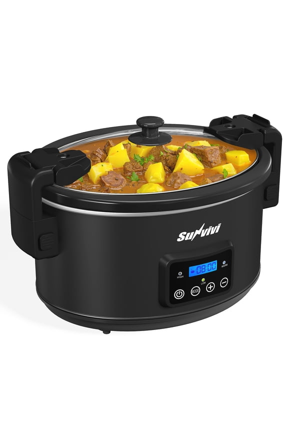8.5QT Programmable Slow Cooker with Locking Lid - Digital Display - Black