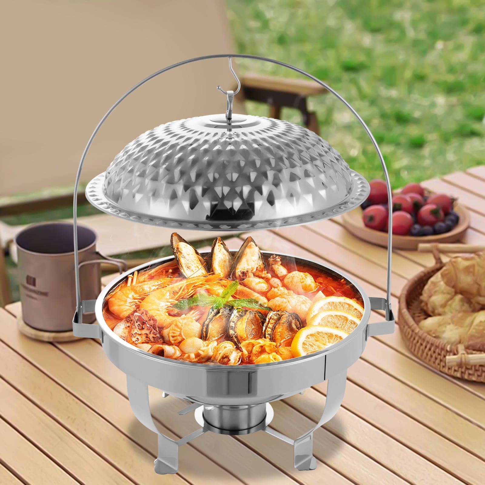 8.5Qt /8L Stainless Steel Buffet Chafer,Round Chafing Dishes,Hanging ...