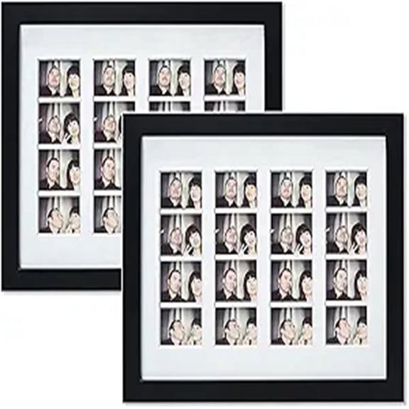 8.5X11 Photo Frame with Mat for 4 2X6 Photo Booth Pictures, Includes Real Glass & Easel Back Display, Make A Good Gifts, Black, 2 Pack