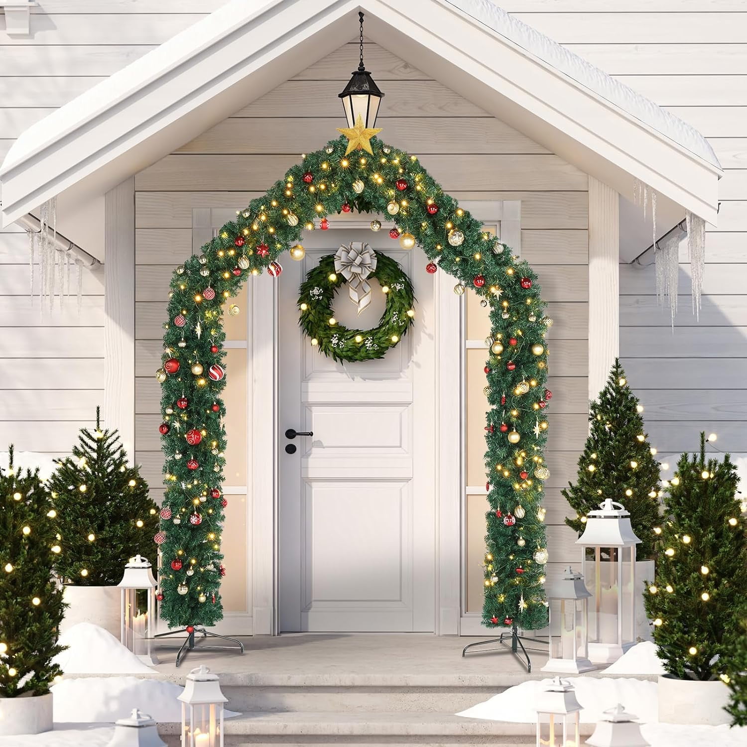 8.5ft Christmas Arch, Artificial Hinged Christmas Tree Arch Includes