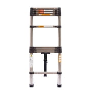 8.5ft Extension Ladder Multi-Purpose Stainless Steel Heavy Duty Strong Folding Telescoping Ladder, 330lbs Load Capacity, Non-Slip Rubber Feet Safety Locking Mechanism, Easy to Store or Transport