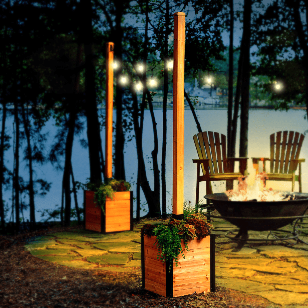 8.5ft H (1 Post w/ Planter) Freestanding Zippity Concord String Light ...