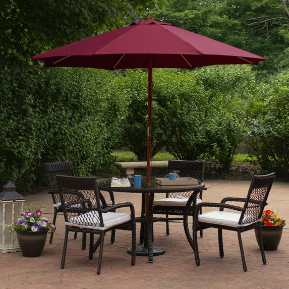 Northlight 8.5ft Outdoor Patio Market Umbrella with Wooden Pole, Burgundy