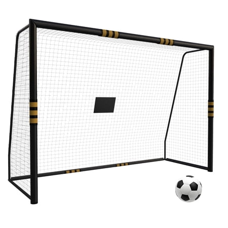 8*5ft Steel Competition Soccer Goal, Portable Backyard Soccer Net with Ground Stakes, Rustproof Outdoor Training Goal for Youth & Adults