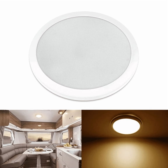 8.5inch 12V LED Panel Ceiling Light, Warm White, White Shell ,800lm, Surface Mount, for RV Camper Van Marine