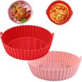 thumbnail image 1 of 8.5inch Air Fryer Silicone Pot, 2Pcs Silicone Air Fryer Basket Heat Resistant Easy to Clean, Reusable Air fryers Silicone Pot Round for 5QT - Food Safe Air fryer Oven Accessories, 1 of 5