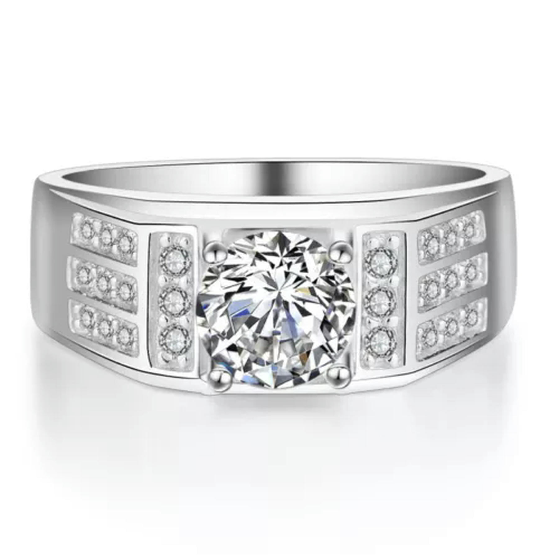 Thin 3mm Wedding Band Ring – 925 Silver – 5 Stone AAA CZ – Women's Sizes 4-9