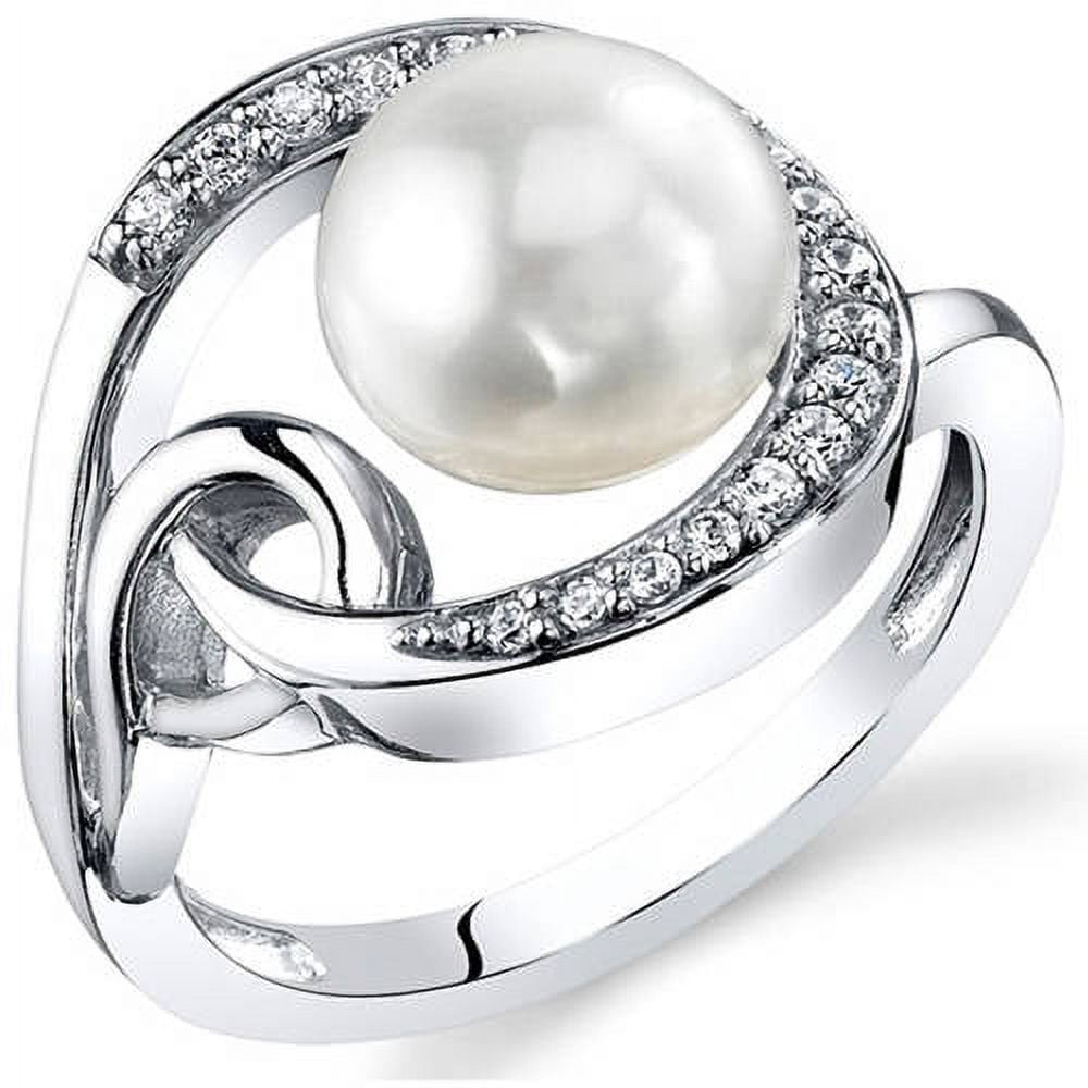 Platinum Finish Sterling Silver Micropave Pearl Ring - BL2202R - Kelly  Waters