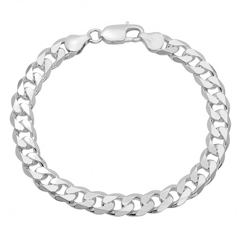 8.5mm Solid .925 Sterling Silver Flat Beveled Curb Curb 8.5mm Solid .925 Sterling Silver Flat Beveled Curb Curb