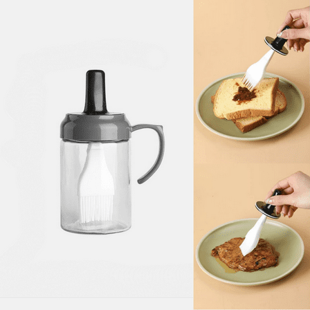 8.5oz Oil Dispenser with Brush, 2 In 1 Cooking Oil Vinegar Bottle Dispenser and Oil Brush Dispenser for Cooking, Kitchen, BBQ, Baking, Black