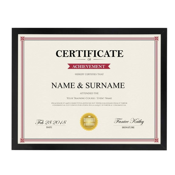 8.5x11 Black Document Certificate Frame, 1 Pack