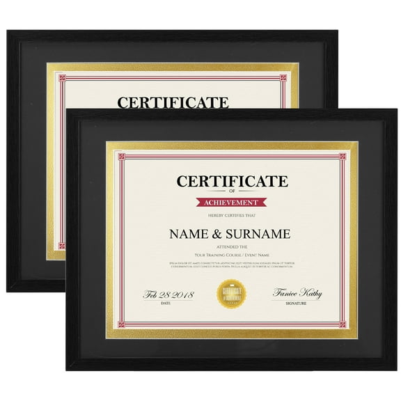 8.5x11 Black Document Certificate Frame Set of 2