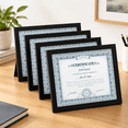 8.5x11 Black Picture Frames Set of 4 Solid Wood for Documents, Diplomas ...