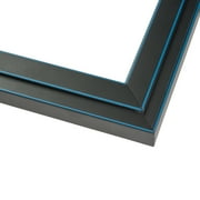 8.5x11 Black Two-Step Wood Frame w/ a Blue Accent - 'Pinstripe' Thin - Great for Posters, Photos,