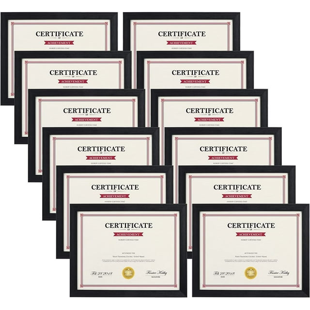 8.5x11 Certificates Frame Set of 10, Rustic Style, Suitable for