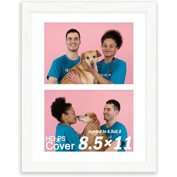 8.5x11 Collage Frame, Displays 2 Photos in 5x7 Size, Wooden Multi-Opening Picture Frame with PS Panel for Wall or Tabletop Display - White