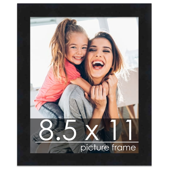 8.5x11 Black Wood Picture Frame - UV Acrylic, Foam Board Backing, Hanging Hardware