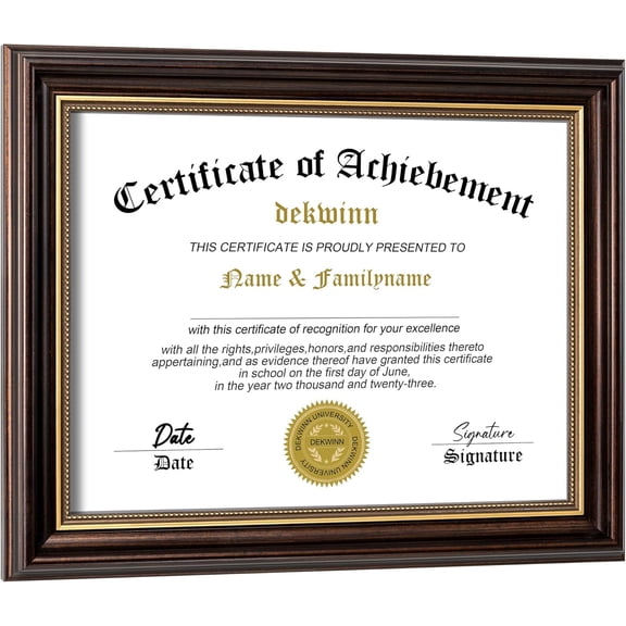 8.5x11 Diploma Frames Certificate Document Frame,1 Pack Reddish Brown/Gold Trim with Real Glass for Wall Gallery or Tabletop display, Without Mat