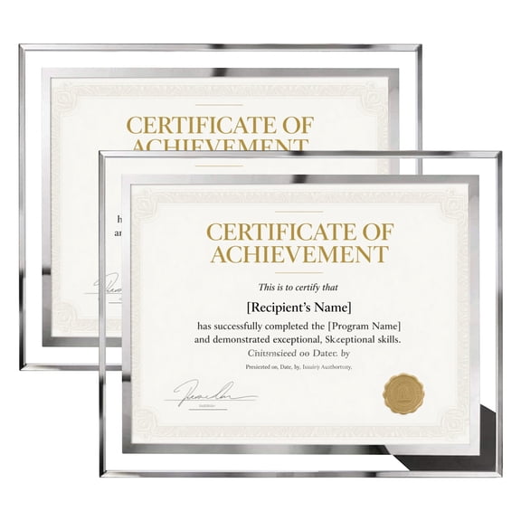 8.5x11 Document Picture Frames, Glass Certificate Diploma Frame for Tabletop Display - 2 Pack