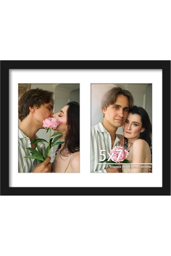 8.5x11 Double 5x7 Picture Frame Double Picture Frame Displays Two 5x7 inch Photos Available Horizontal Wall Mounting Display and Vertical Black