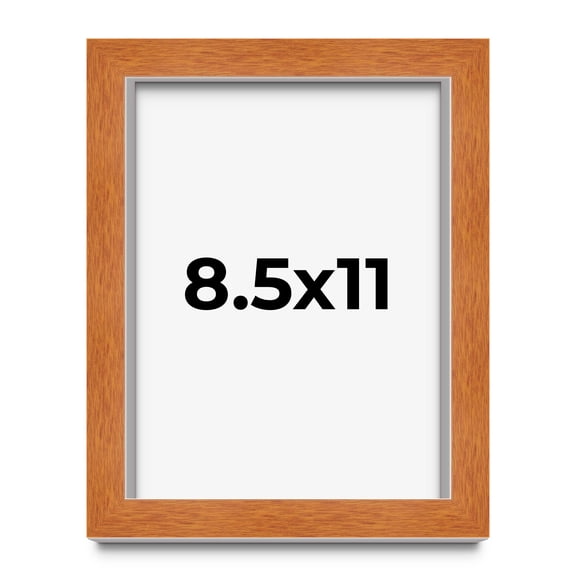 8.5x11 Frame Honey Pecan Brown Picture Frame - Modern Frame Includes UV Acrylic Shatter Guard