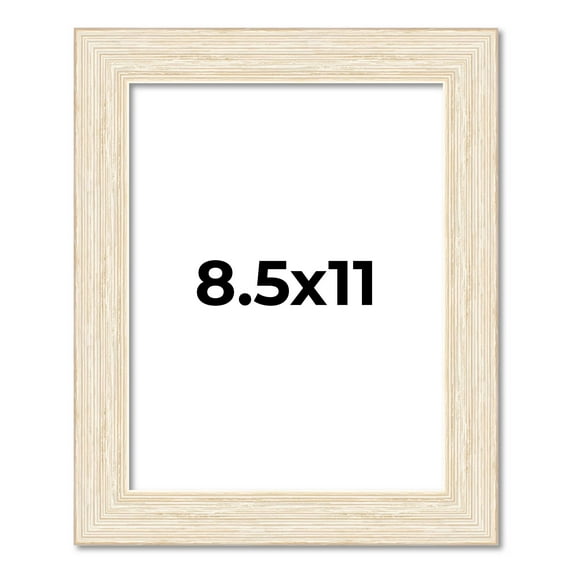 8.5x11 Frame White Barnwood Picture Frame - Modern Frame Includes UV Acrylic Shatter Guard Front,
