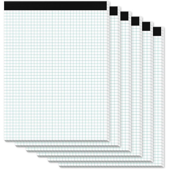 8.5x11 Inch 4x4 Grid Paper Pad Notebook 30 Sheets White Quadrilateral Tracing Pack Of 6