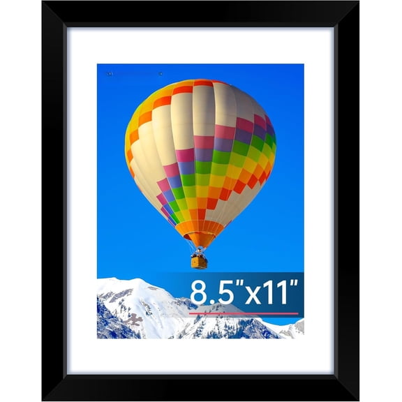 8.5x11 Picture Frame, Black Photo Frame with HD Plexiglass, Display Pictures 6x8 with Mat or 8.5x11 Without Mat, Picture Frames Collage for Tabletop or Wall Display, 1 Pack