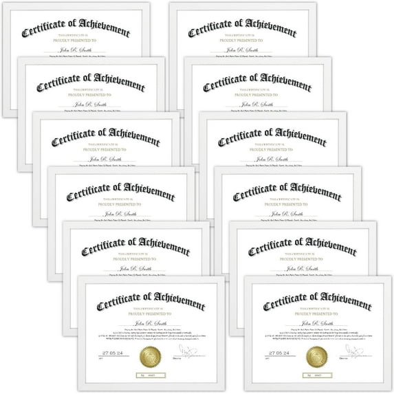8.5x11 Picture Frame Certificate Frames ,Set of 12 Frames Bulk for Award Certificate Document Diploma, Wall or Tabletop Display