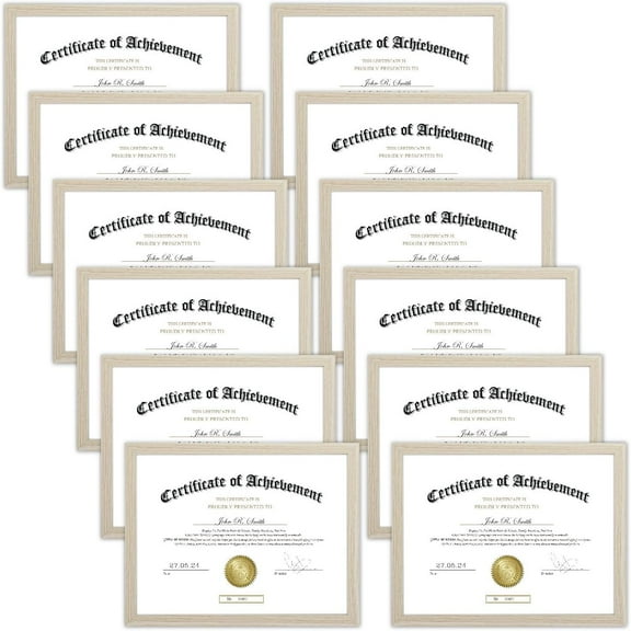 8.5x11 Picture Frame Certificate Frames ,Set of 12  Frames Bulk for Award Certificate Document Diploma, Wall or Tabletop Display