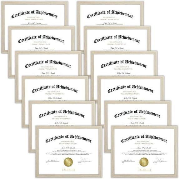 8.5x11 Picture Frame Certificate Frames ,Set of 12 Frames Bulk for Award Certificate Document Diploma, Wall or Tabletop Display