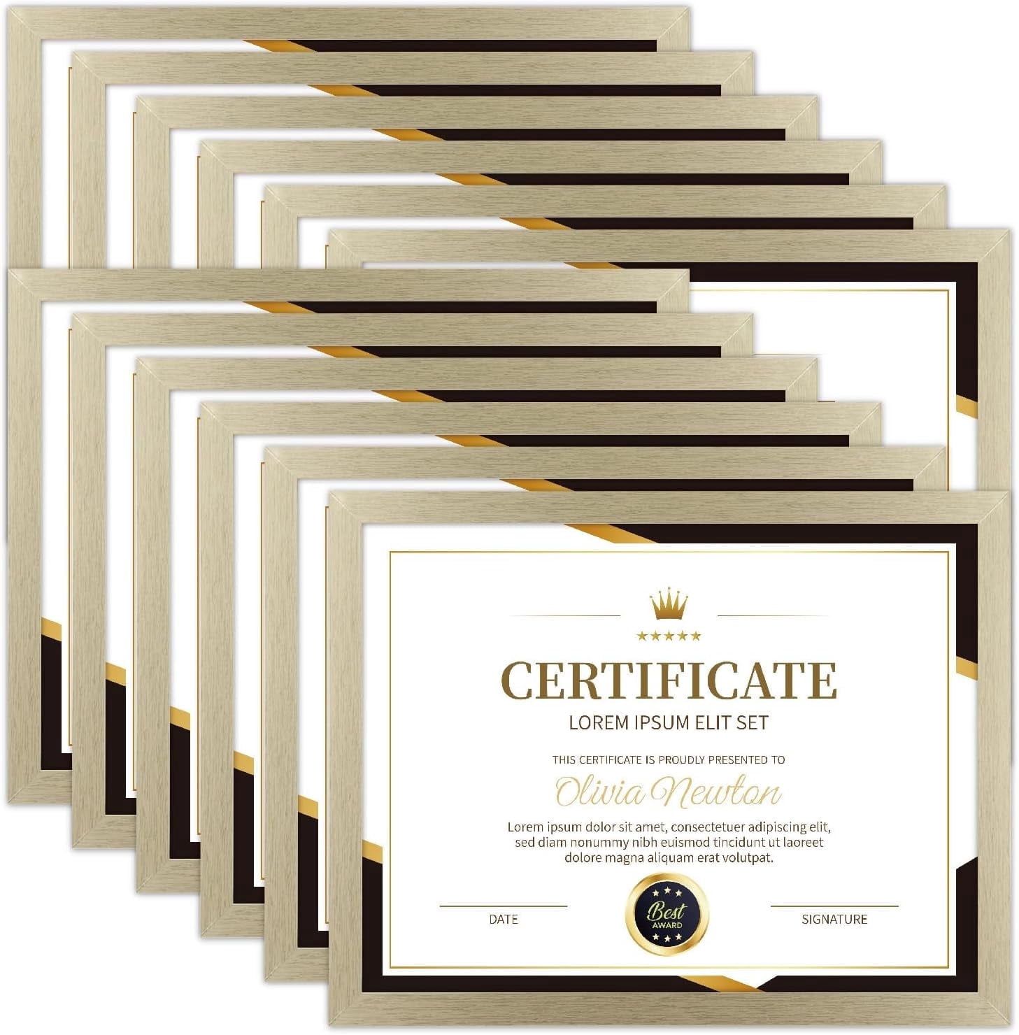 8.5x11 Picture Frame Certificate Frames ,Set of 12  Frames Bulk for Award Certificate Document Diploma, Wall or Tabletop Display
