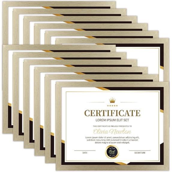 8.5x11 Picture Frame Certificate Frames ,Set of 12 Frames Bulk for Award Certificate Document Diploma, Wall or Tabletop Display