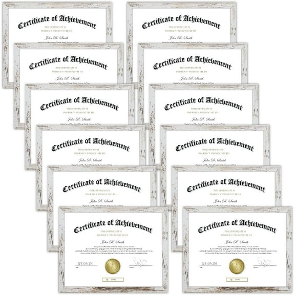 8.5x11 Picture Frame Certificate Frames ,Set of 12  Frames Bulk for Award Certificate Document Diploma, Wall or Tabletop Display