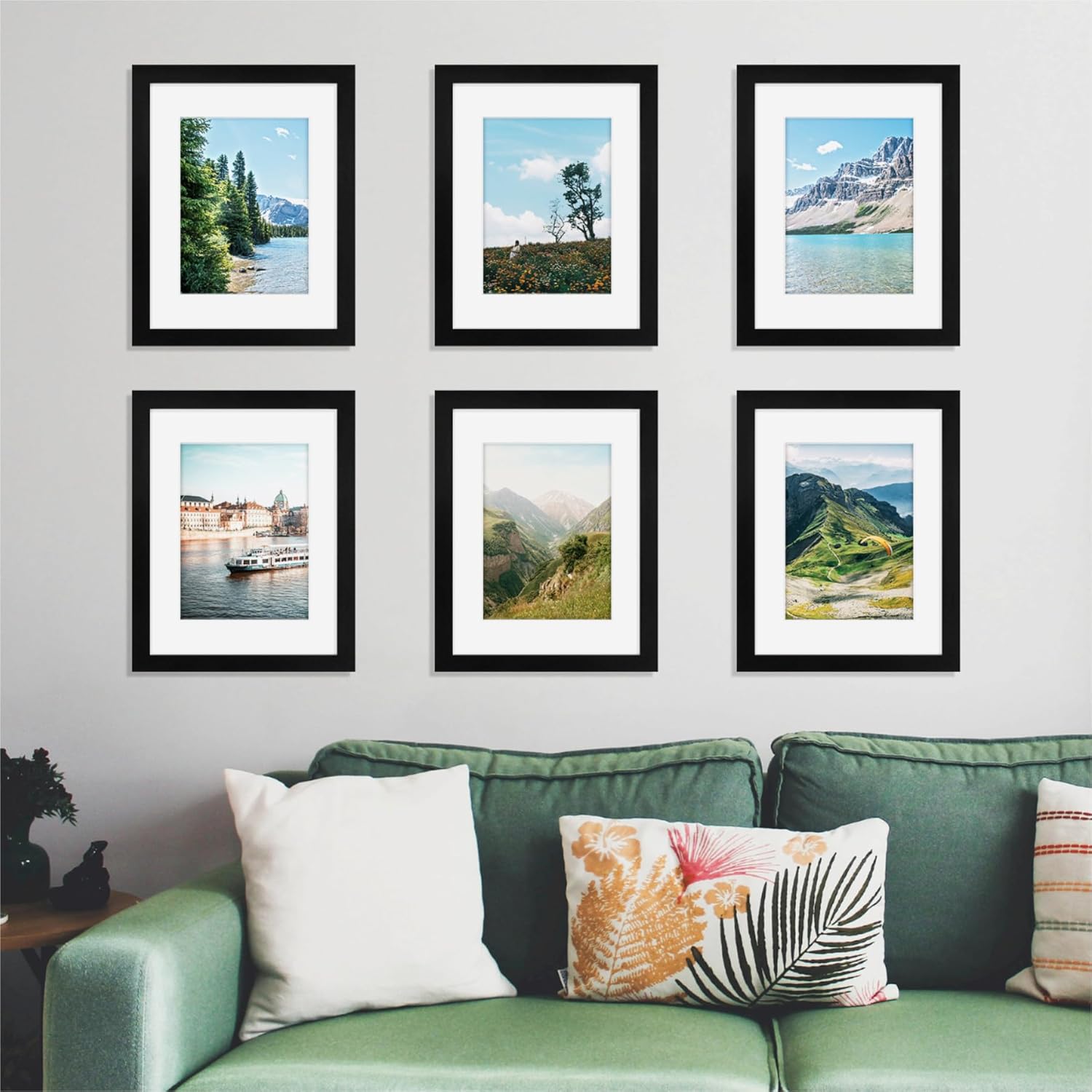 CasaDHG 12x16 Retro Wooden Photo Frame With Mat - Holds 8.5x11 Picture, Real Glass, Gold Finish