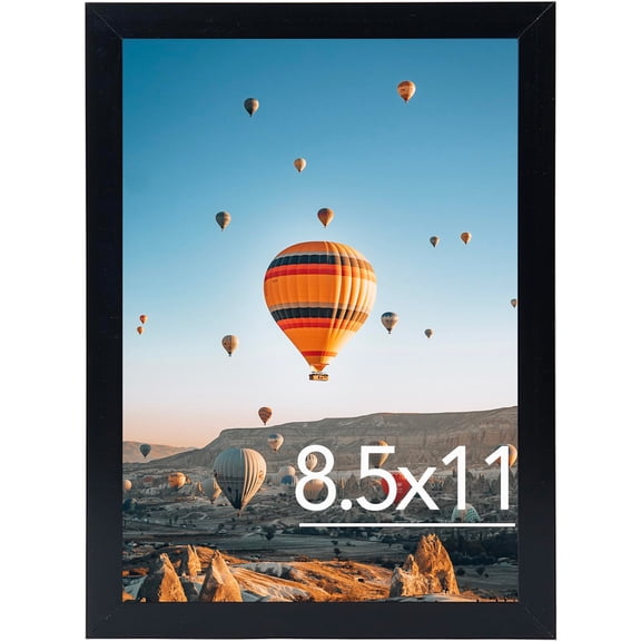 8.5x11 Picture Frame, Horizontal and Vertical Wall Hanging or Tabletop Display, 8.5 by 11 Photo Frame for s Diplomas Documents Posters and Family Photos, Shatterproof Plexiglass, Black