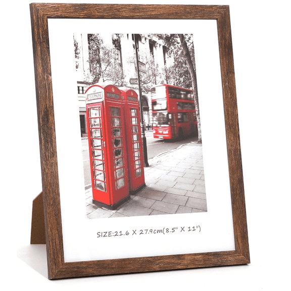 8.5x11 Picture Frame Set of 6, Certificate Document Frame Set with Display Box, Rustic Style Antique Brown Wood Grain Photo Frame Suitable for Desktop Display and Wall D ration.