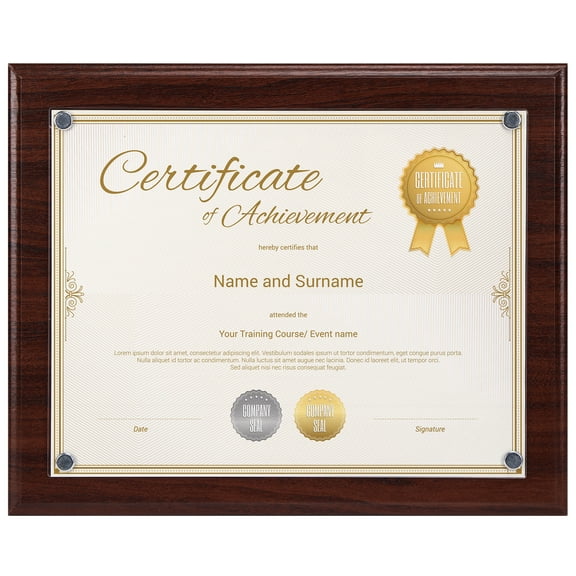 8.5x11 Picture Frame Single Pack, Plaque Wall Mounted Picture Frame Displays Certificates Awards Documents with Hardware Mounts, Brown