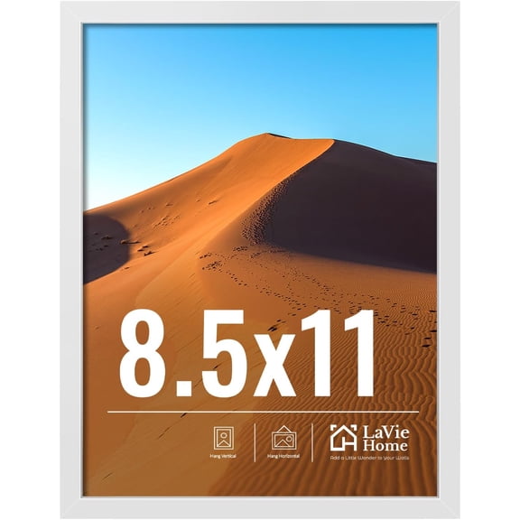 8.5x11 Picture Frame for Wall Display, 8.5x11 White Picture Frame with HD Plexiglas, 8.5 x 11 Diploma Frame 1 Pack, Display Frame for Vertical or Horizontal, Classic Collection