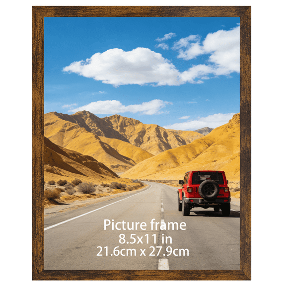 8.5x11 Picture Frame for Wall Mounted Tabletop Display Vertically or Horizontally, Brown