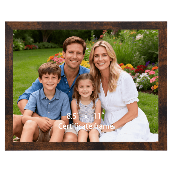 8.5x11 Picture Frame for Wall Mounted and Tabletop Display, Brown