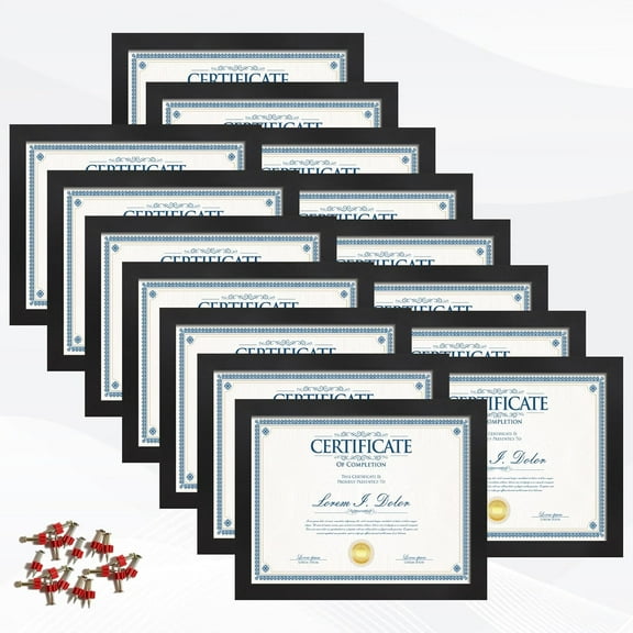 8.5x11 Picture Frame set of 15, Multi Certificate 8.5 by 11 Picture Frames Bulk, Document Diploma Award Frame for Wall Hanging or Tabletop Display, Black