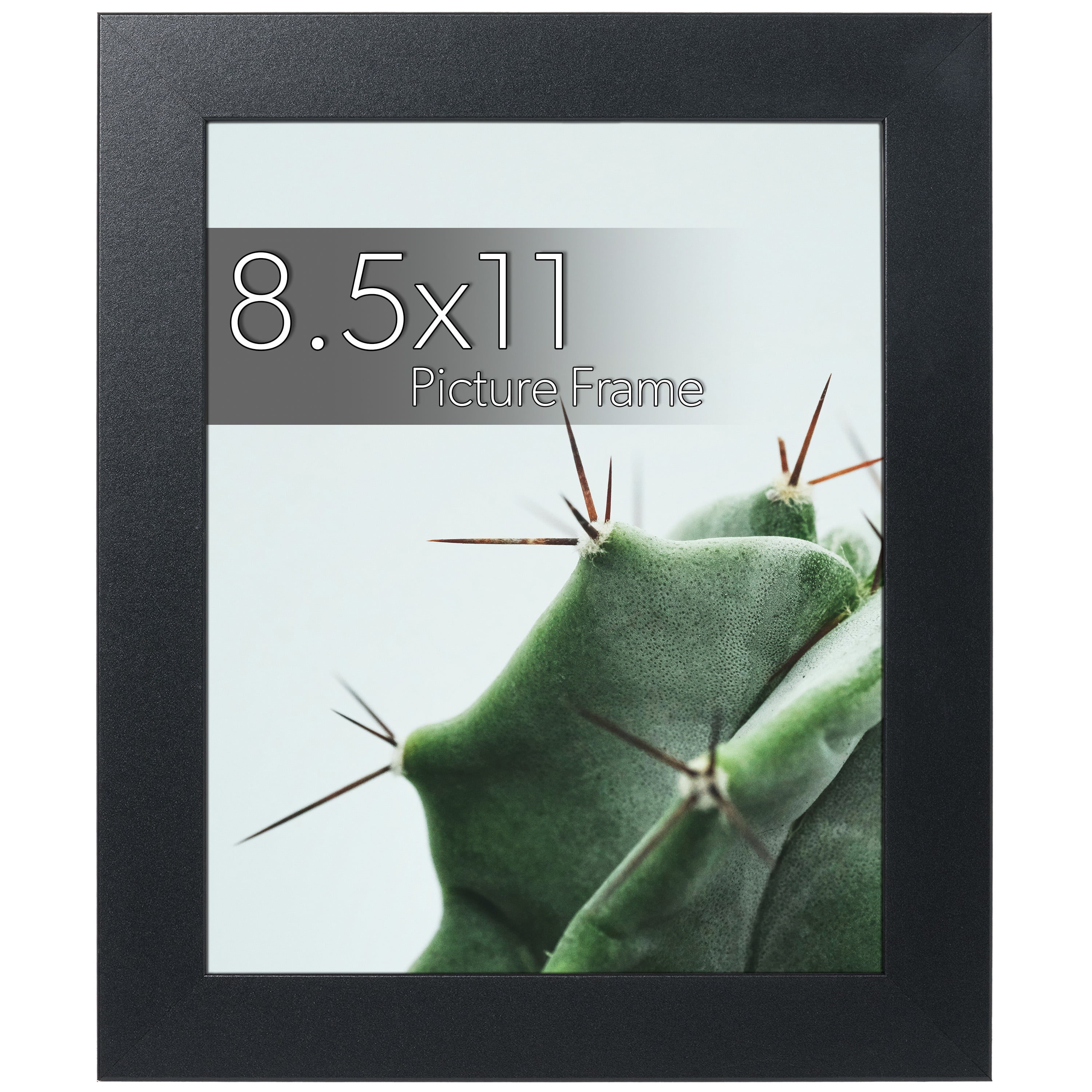 8.5x11 Picture Frame with Easel for Shelf Décor, Black Frame Displays